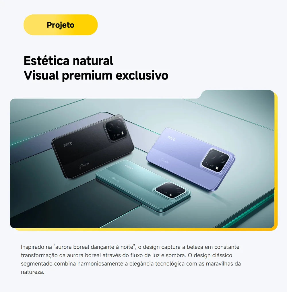 POCO C85 4G 128/6GB Android 15 NFC Tela 6.9" 120Hz Versão Global Bateria 6000mAh Carga Rápida